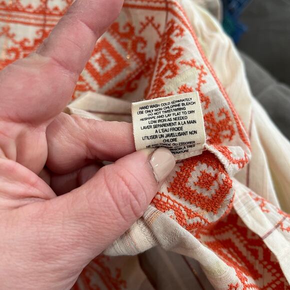 Anthropologie Floreat Cottagecore Smocked Puff Sleeve Cotton Blouse Size 12 - Picture 11 of 12